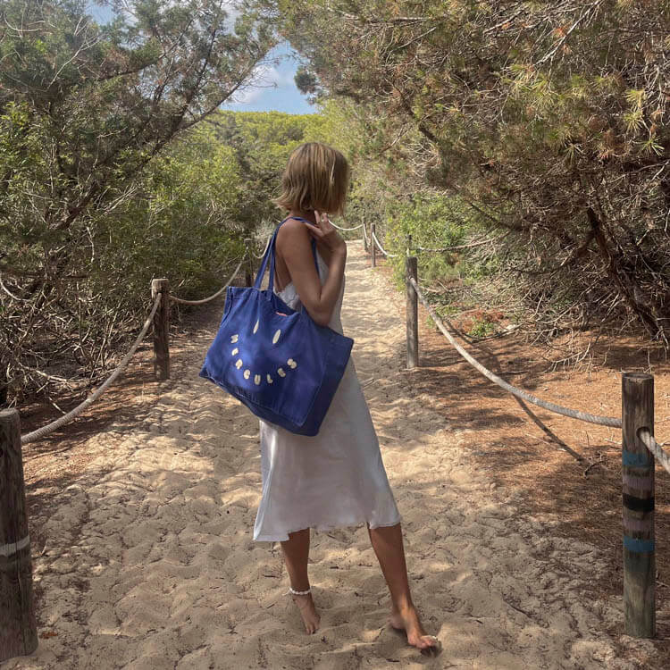 Canvas tote Smiley azul
