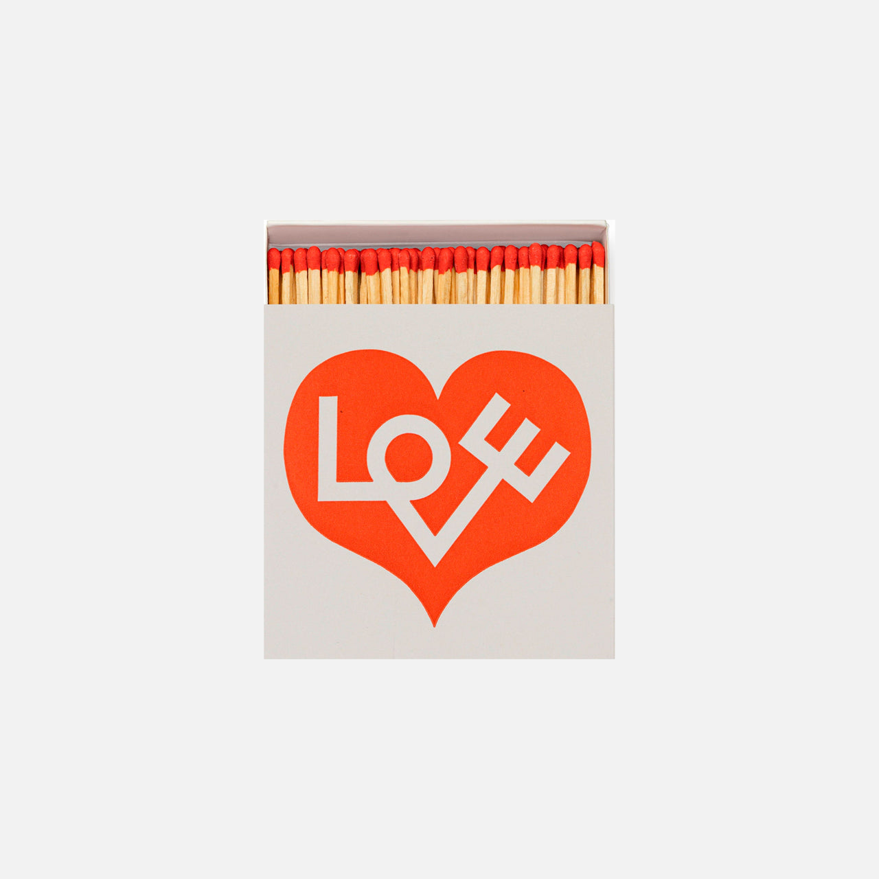 Caja cuadrada de cerillas  Love by Alexander Girard