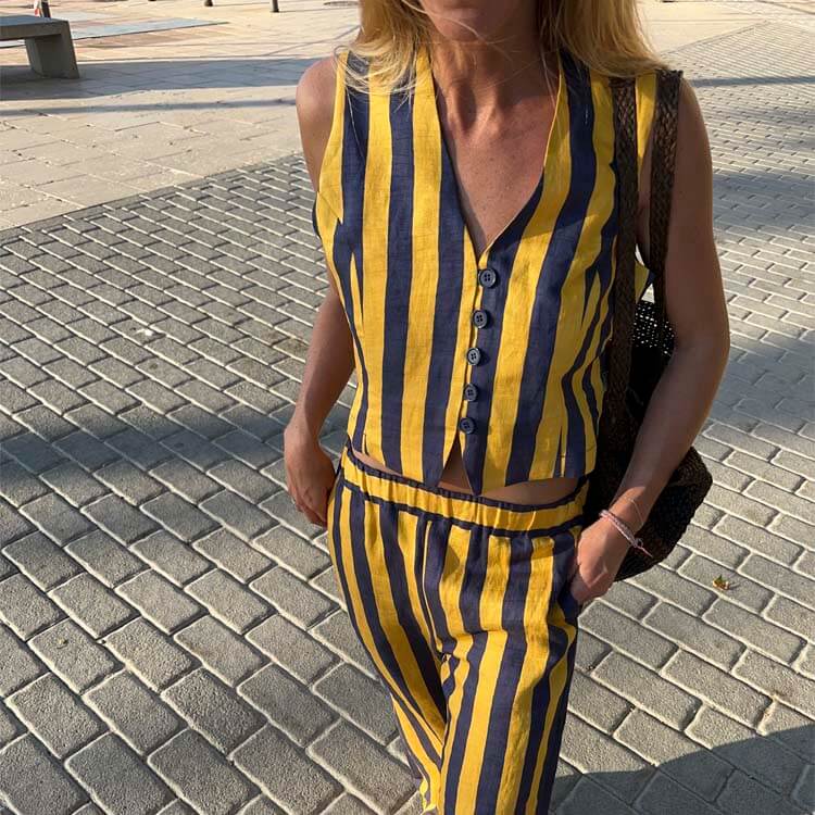 Chaleco Rayas Azul y Amarillo