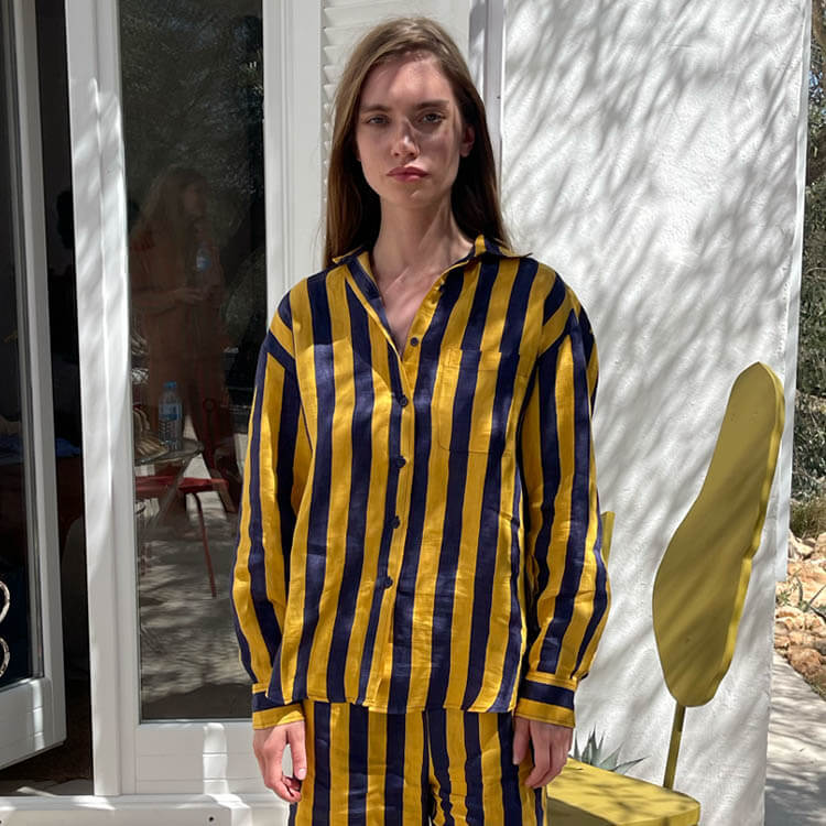 Camisa Rayas Azul y Amarillo