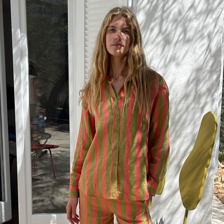 Camisa Rayas Rosa y Verde
