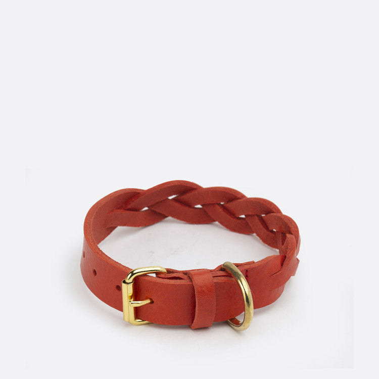 Collar perro trenzado rojo