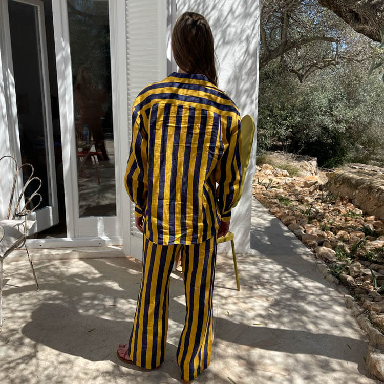 Camisa Rayas Azul y Amarillo