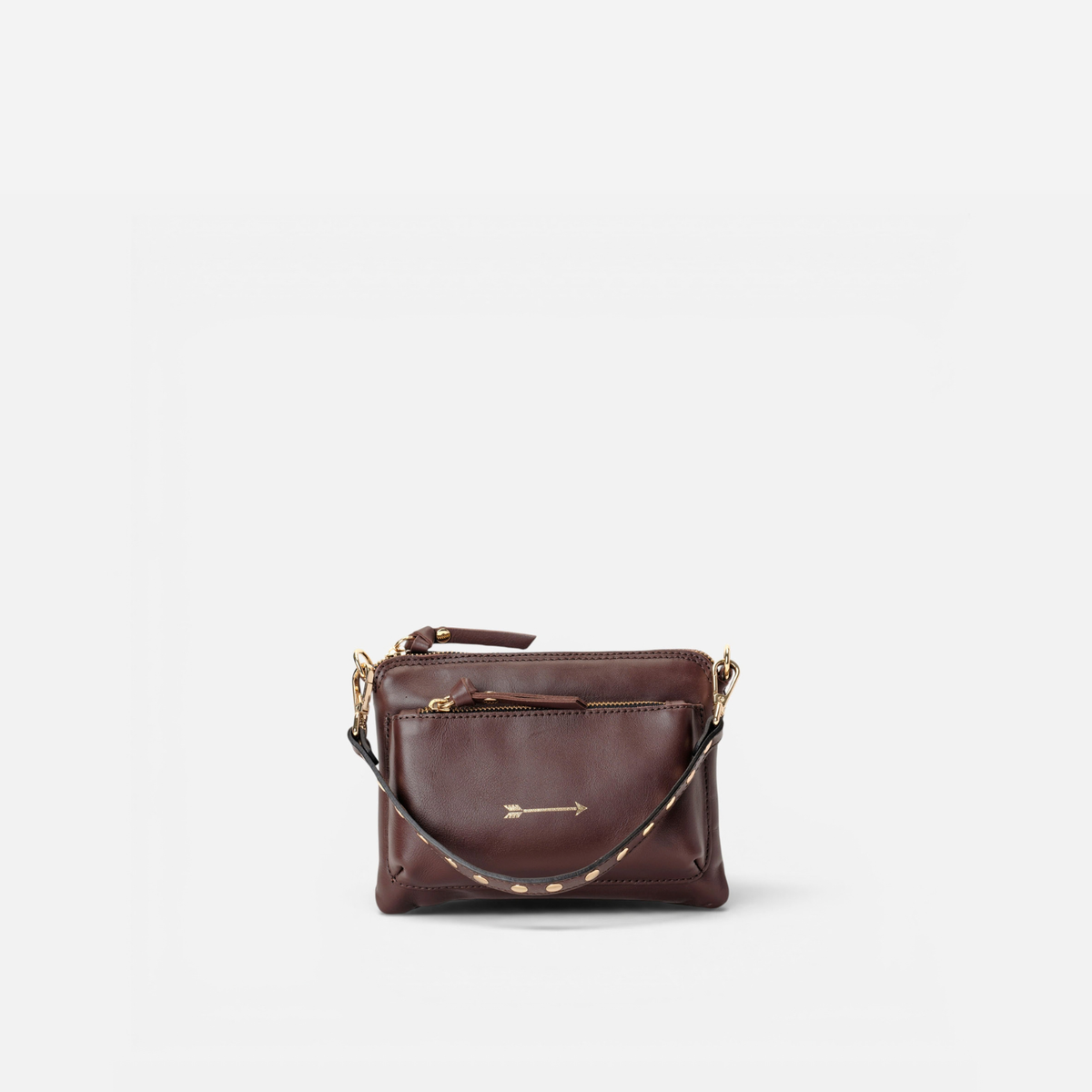 Otra vista: bolso pequeño con tachuelas Bugsy color marrón testa, de Mercules