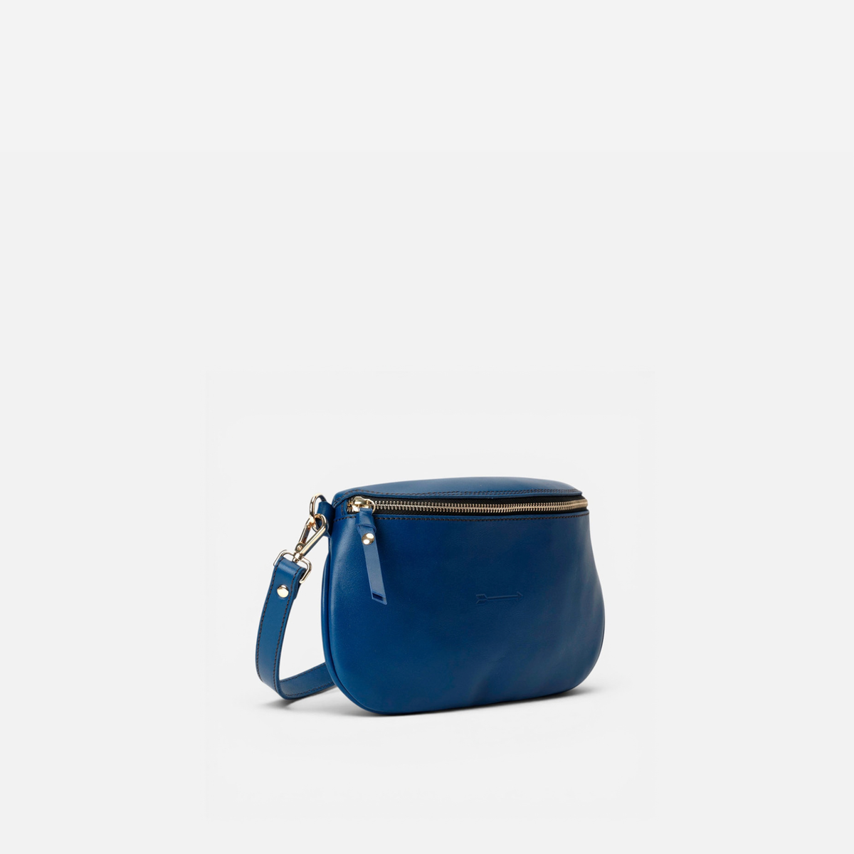 Otra vista: riñonera de piel Bum bag color azul marino, de Mercules
