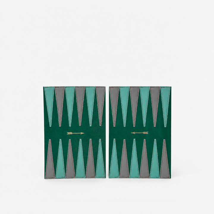 Pack Backgammon viaje Verde de Mercules – backgammon de viaje de piel verde, vista 2