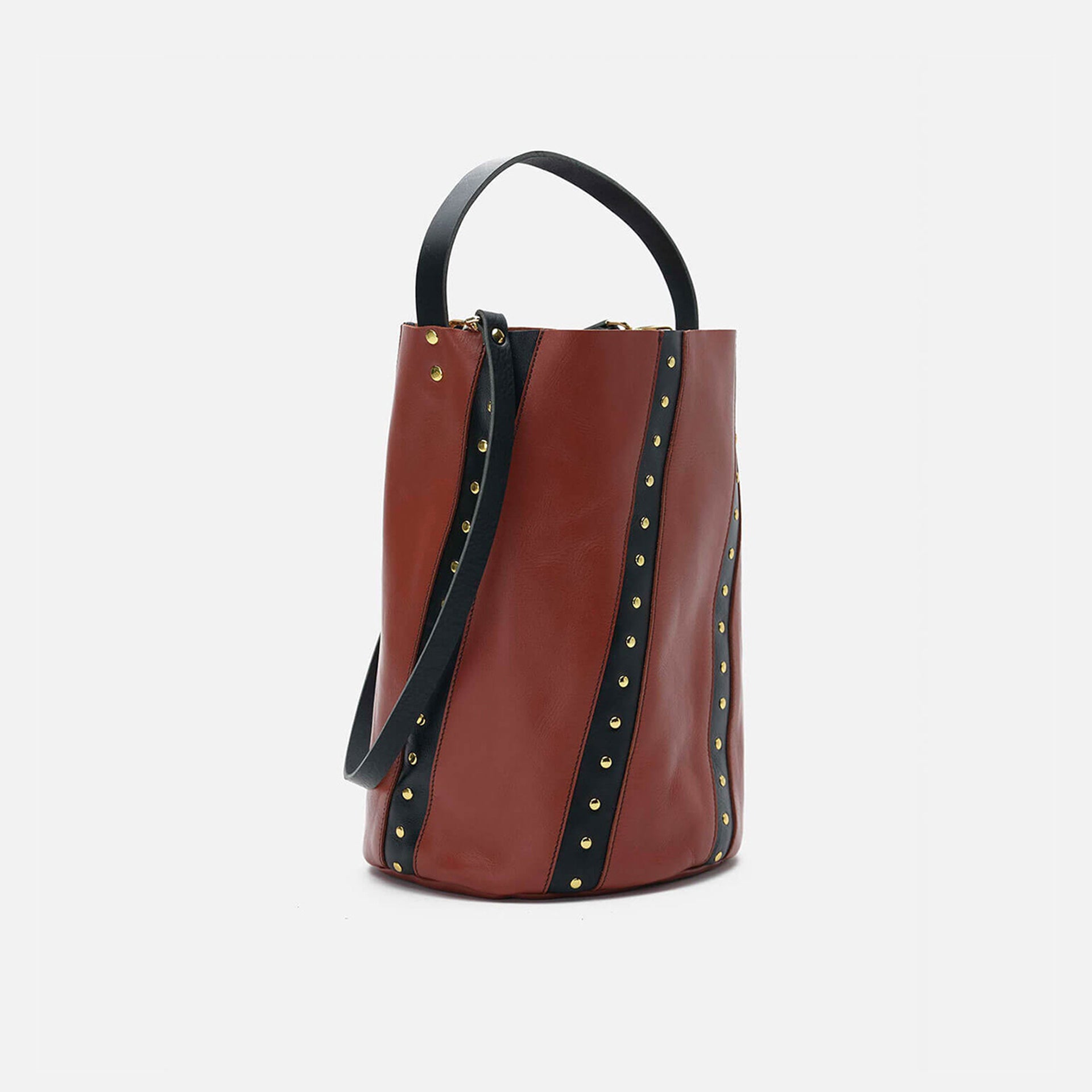 Bucket Twist Teja y Negro | Bolso grande de piel | Mercules