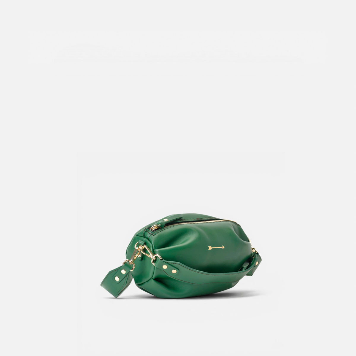 Otra vista del bolso ovalado de piel Wasp Large color verde, de Mercules