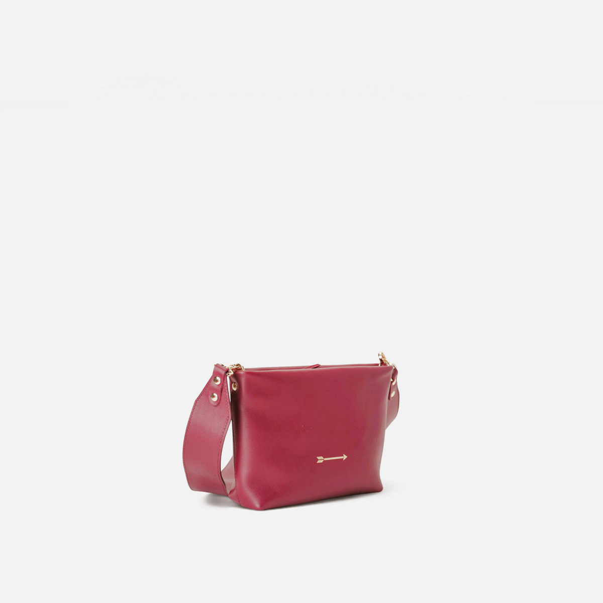 Otra vista: bolso bandolera de piel Apollo color rojo lipstick, de Mercules