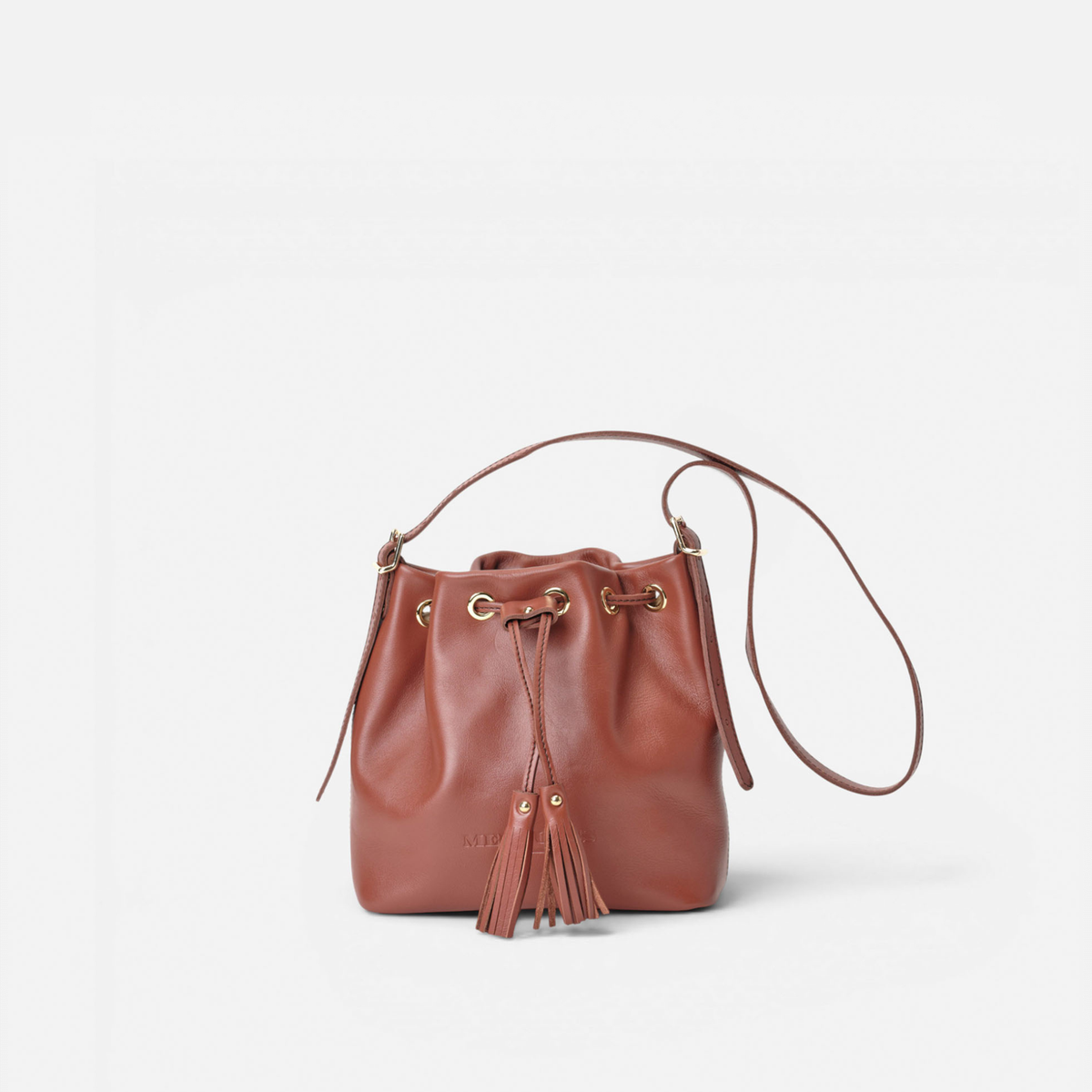 Bolso bombonera de piel Pampa color teja, de Mercules
