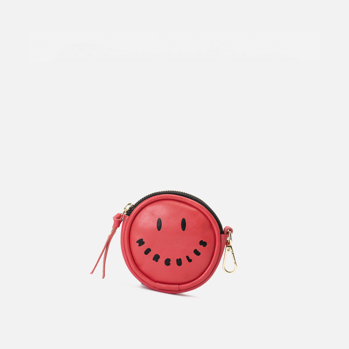 Monedero redondo de piel Monedero Smiley color rojo lipstick, de Mercules