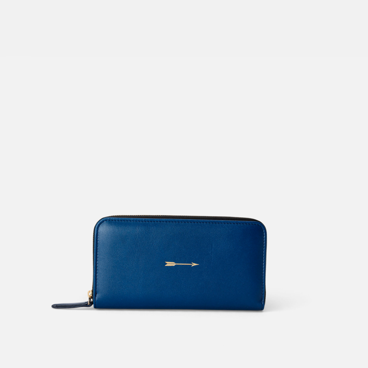 Large continental leather wallet in navy, by Mercules