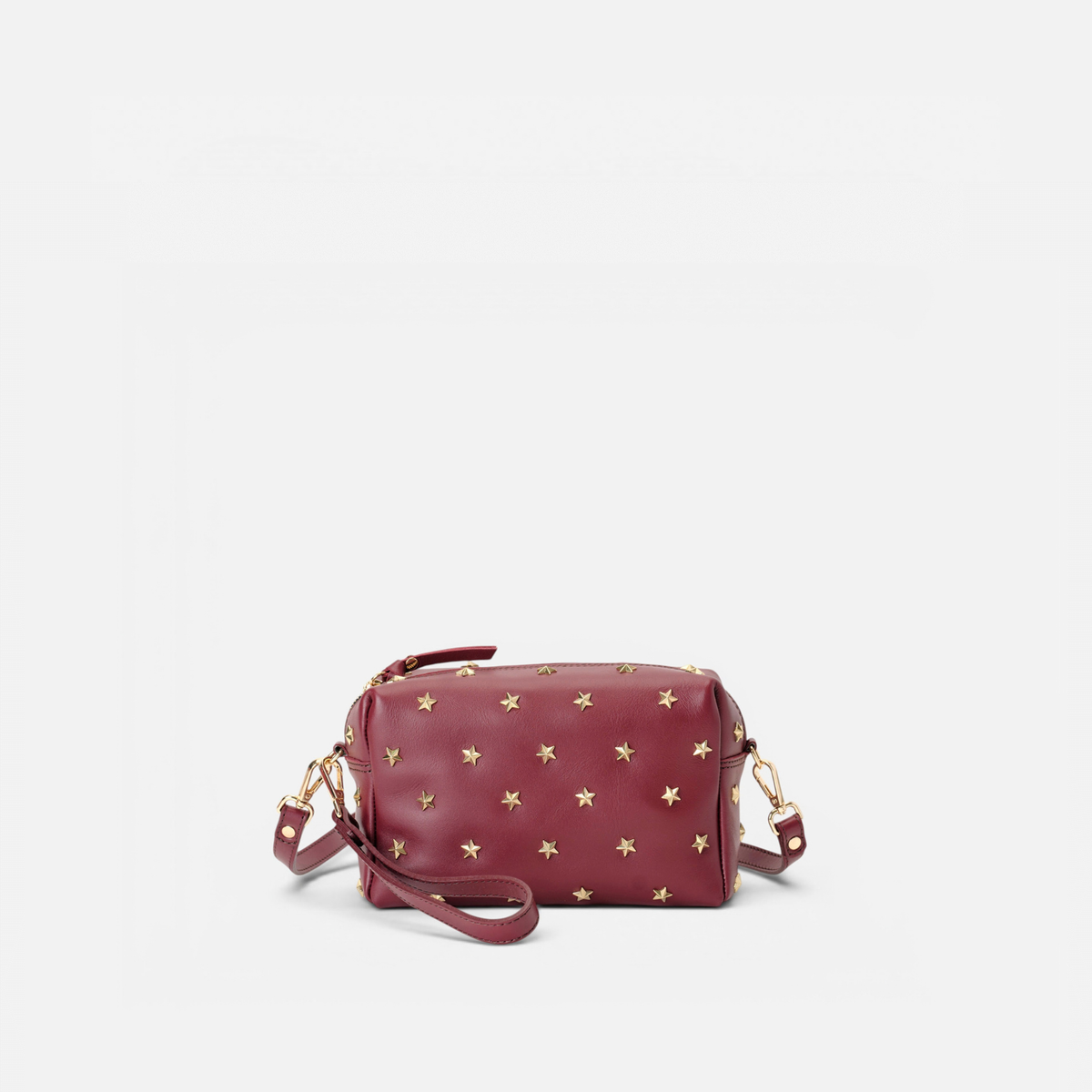 Otra vista: bolso de piel con estrellas Dixie color burdeos, de Mercules