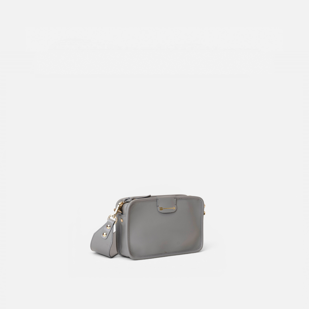 Otra vista: bolso bandolera pequeño de piel Harvest color gris, de Mercules