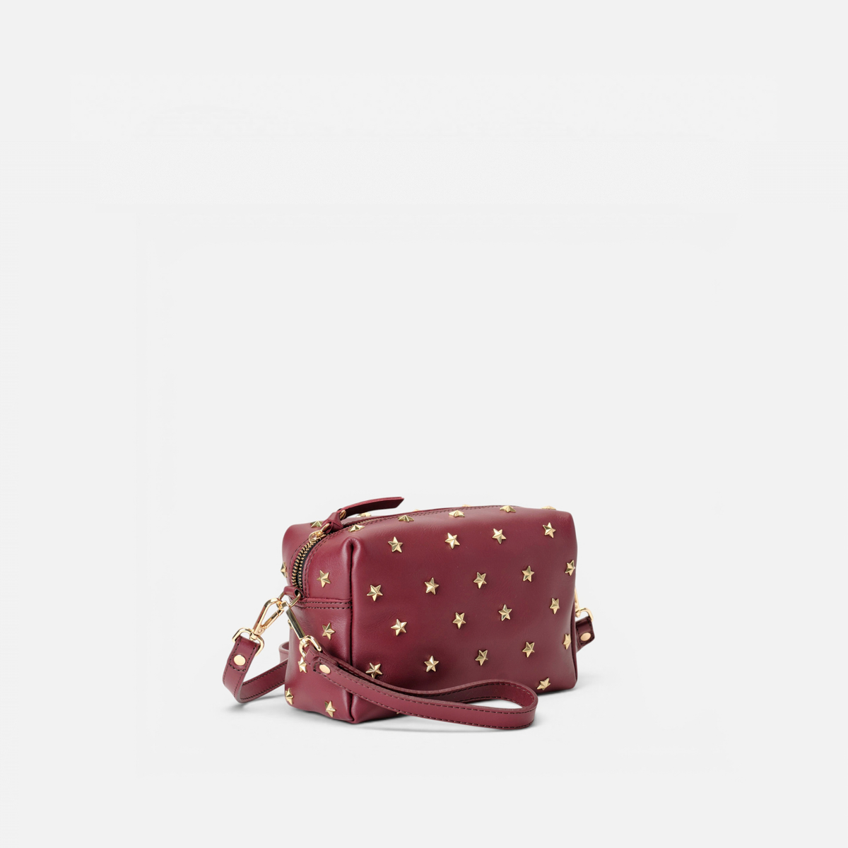 Otra vista: bolso de piel con estrellas Dixie color burdeos, de Mercules
