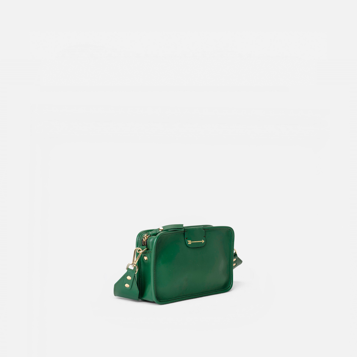 Otra vista: bolso bandolera pequeño de piel Harvest color verde, de Mercules