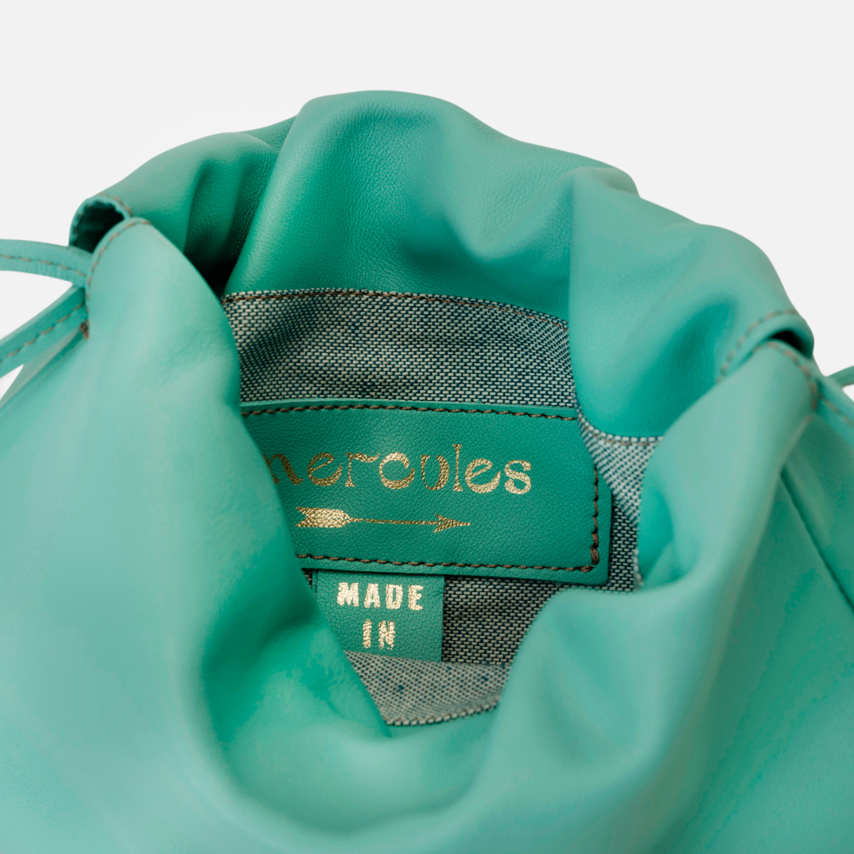Denis Turquesa de Mercules – bolso saco de piel turquesa, vista 5