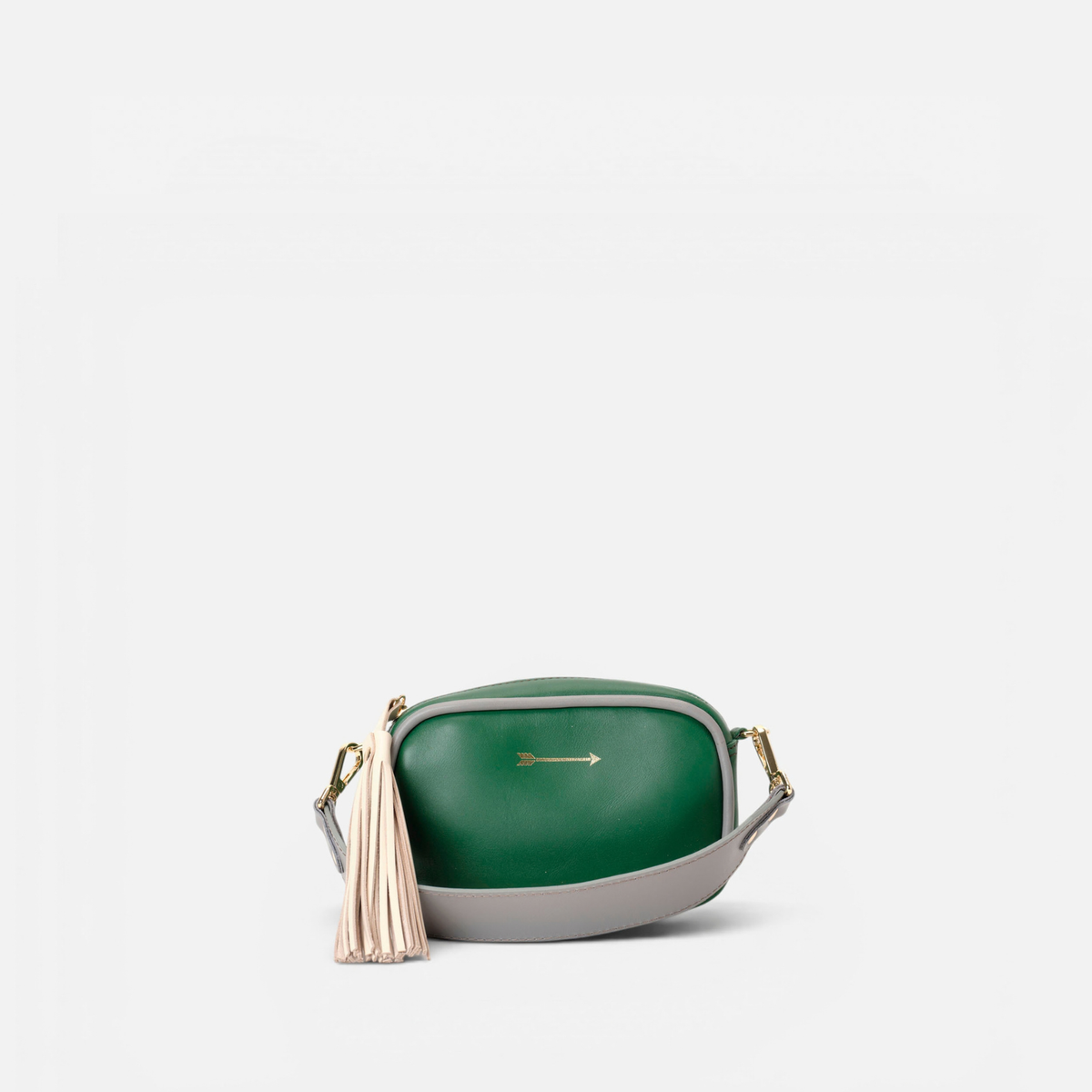 Bolso pequeño con flecos Samba color verde, gris y hueso, de Mercules