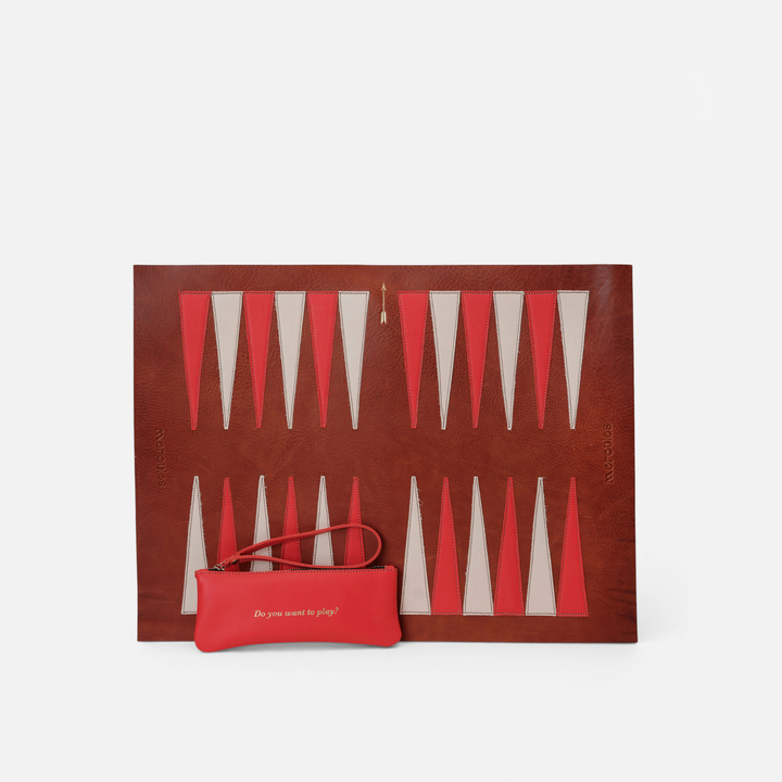 Pack Backgammon grande Tan de Mercules – backgammon de piel tan con tablero grande, hecho a mano en España