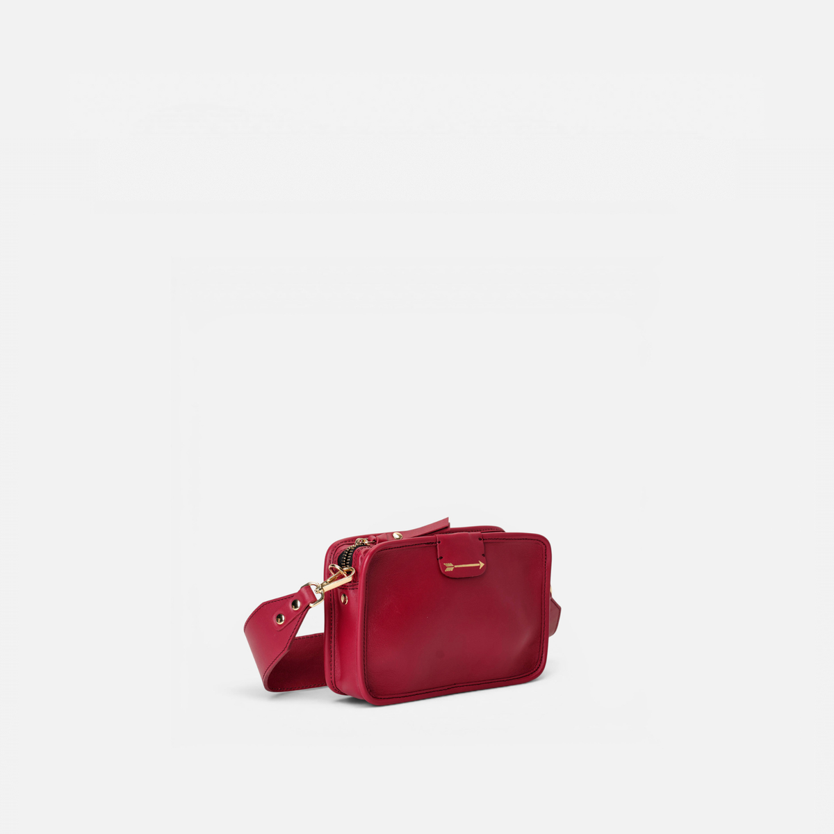 Otra vista: bolso bandolera pequeño de piel Harvest color rojo lipstick, de Mercules