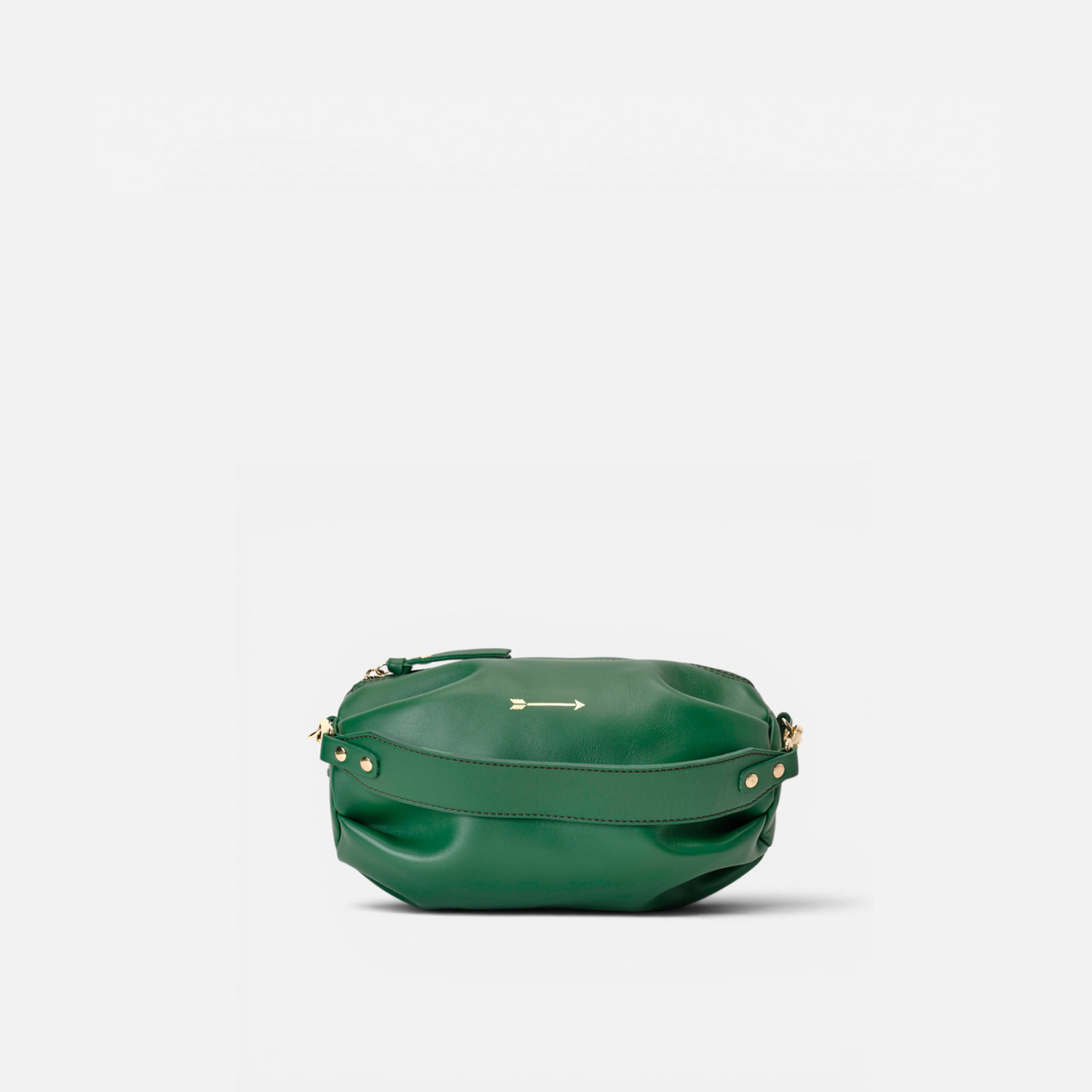 Otra vista del bolso ovalado de piel Wasp Large color verde, de Mercules