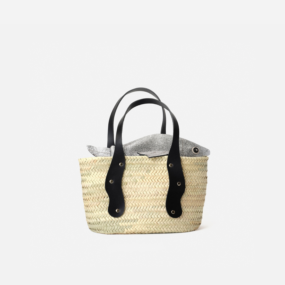 Otra vista: capazo de palma pequeño Basket Mermaid S color negro, de Mercules