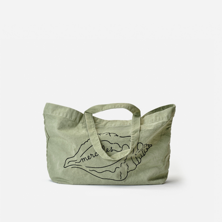 Canvas tote Shell Verde claro