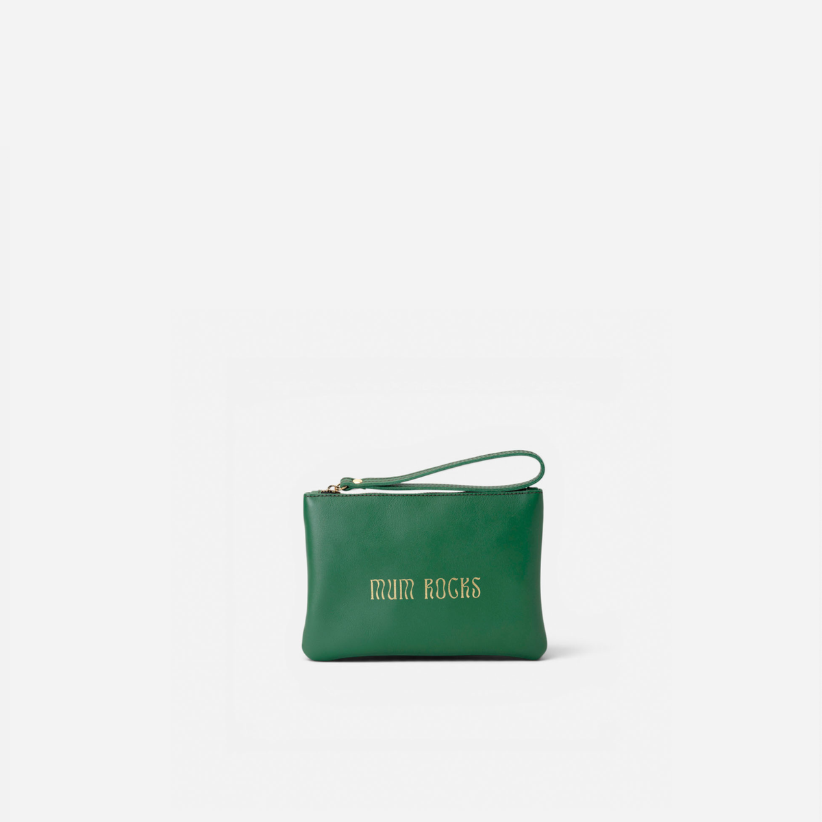 Clutch de piel Mum Rocks Zipper "Mum Rocks" color verde, de Mercules