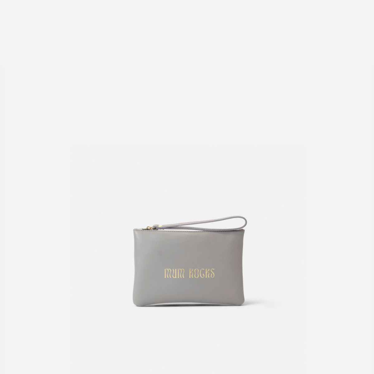 Clutch de piel Mum Rocks Zipper "Mum Rocks" color gris, de Mercules