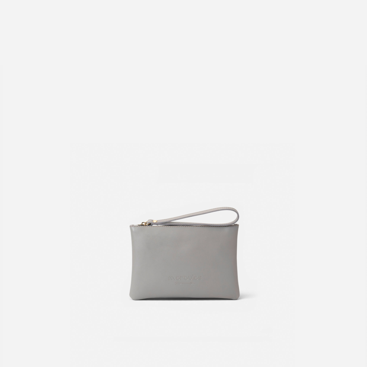 Clutch de piel Zipper color gris, de Mercules