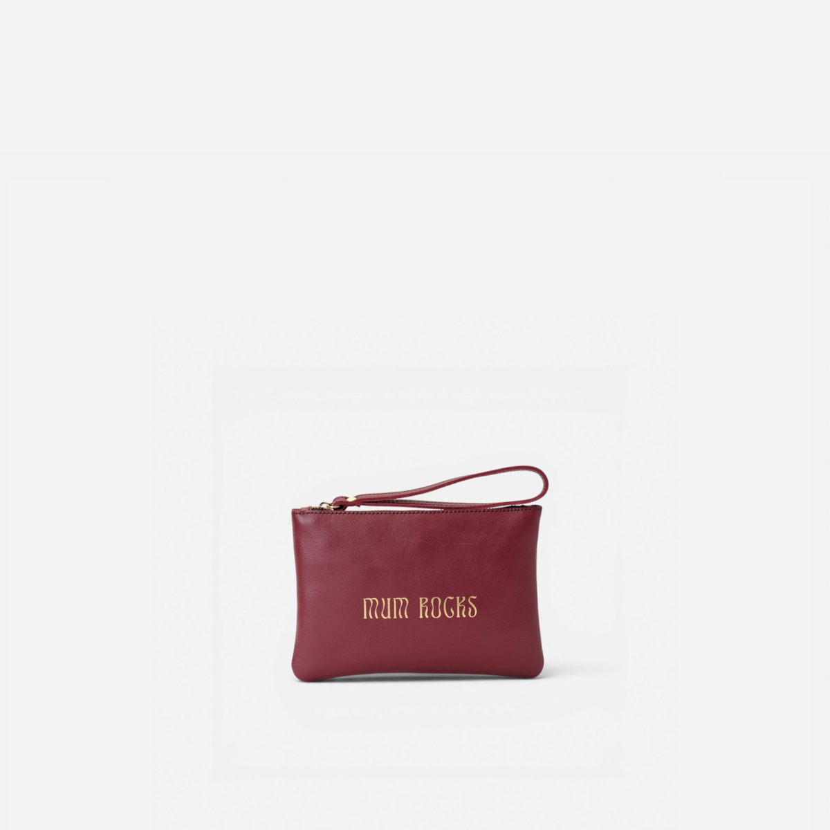 Clutch de piel Mum Rocks Zipper "Mum Rocks" color burdeos, de Mercules
