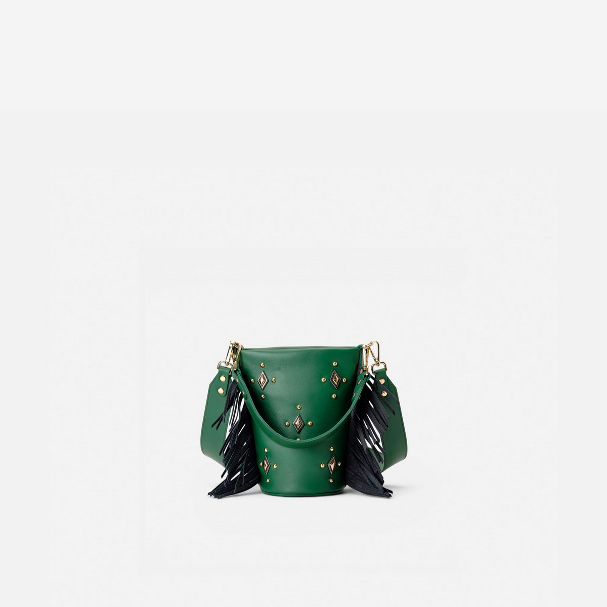 Bolso pequeño con flecos Candy Flecos color verde y negro, de Mercules