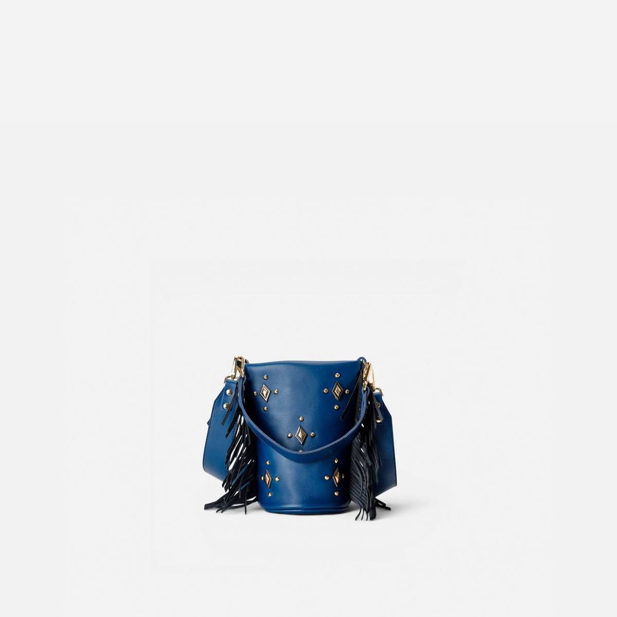 Bolso pequeño con flecos Candy Flecos color azul marino y negro, de Mercules