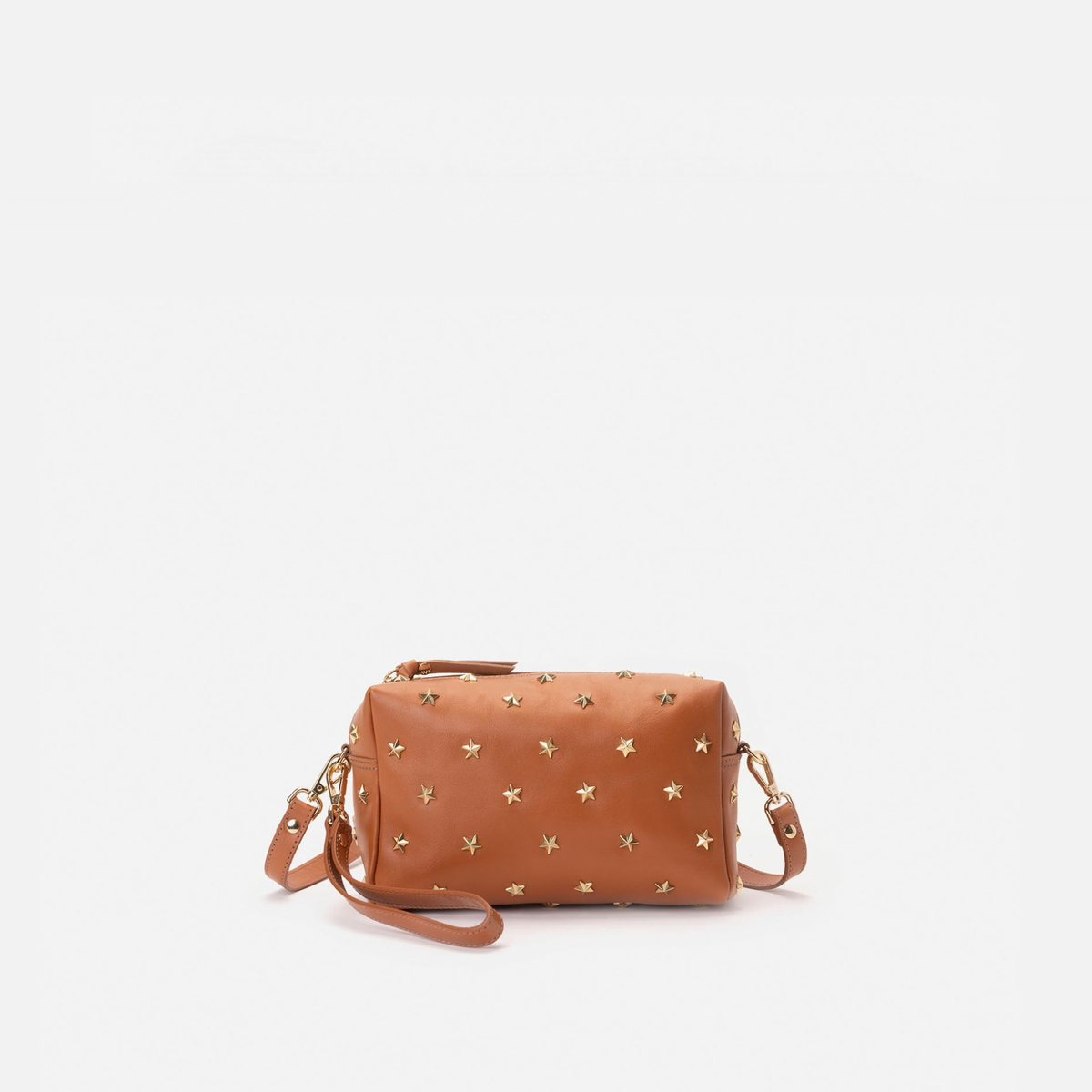 Bolso de piel con estrellas Dixie color coñac, de Mercules