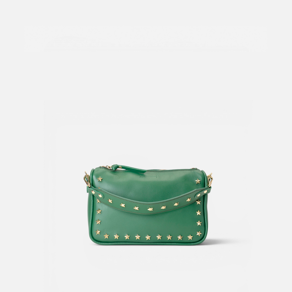 Otra vista: bolso de piel con estrellas Sandy Stars color verde, de Mercules