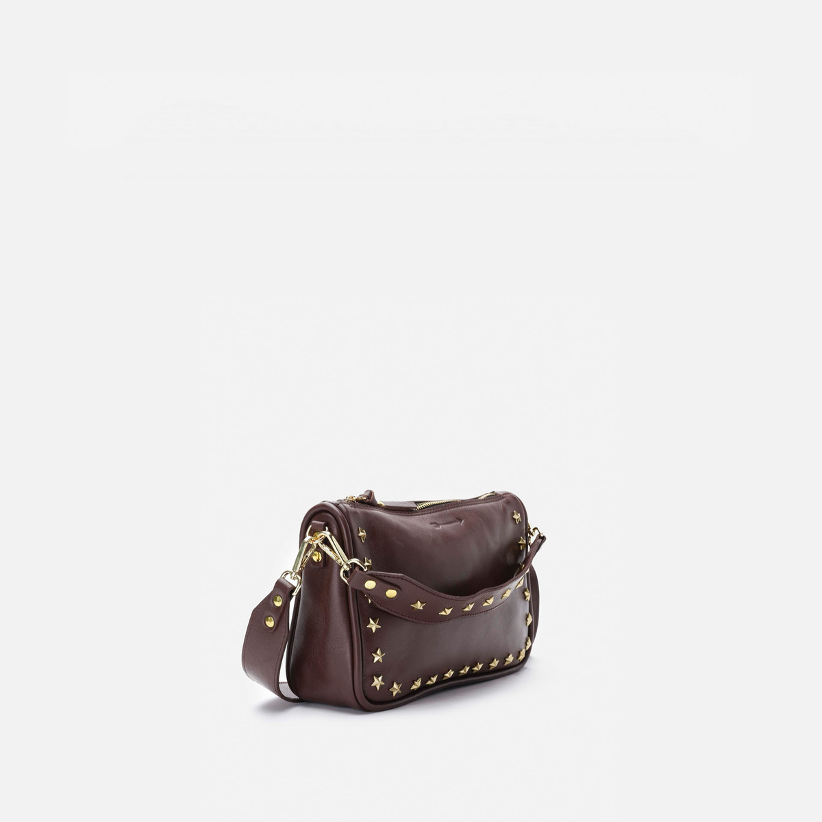 Otra vista: bolso de piel con estrellas Sandy Stars color marrón testa, de Mercules