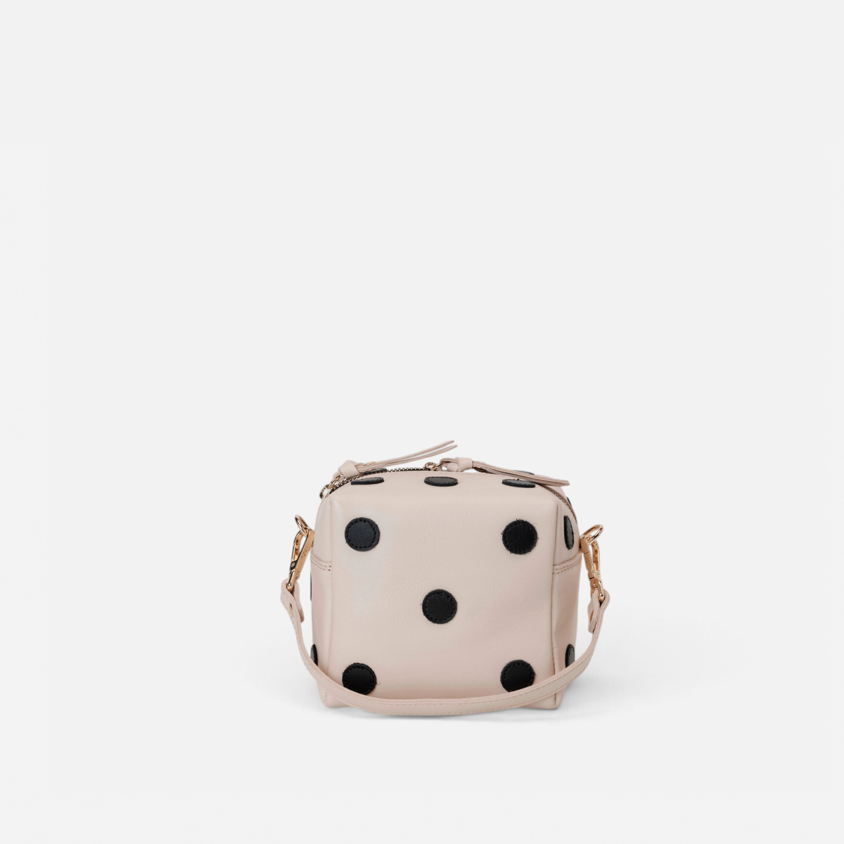 Dado Blanco y Negro de Mercules – bolso de piel con forma de dado blanco con puntos negros, vista 3