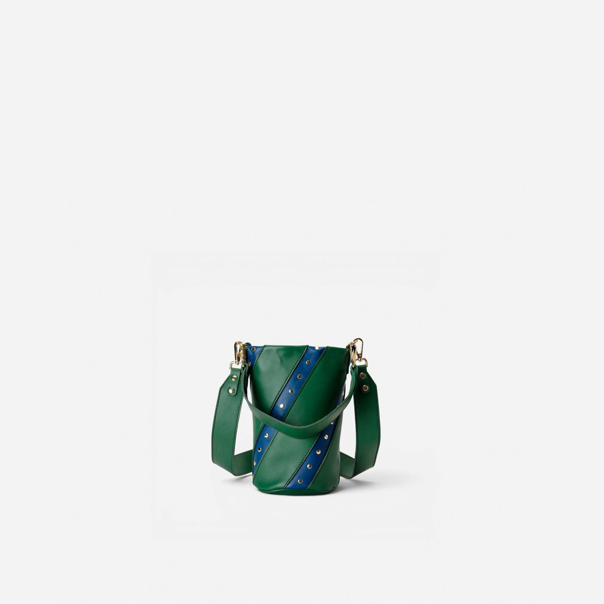 Bolso pequeño con tachuelas Candy Twist color verde y azul marino, de Mercules