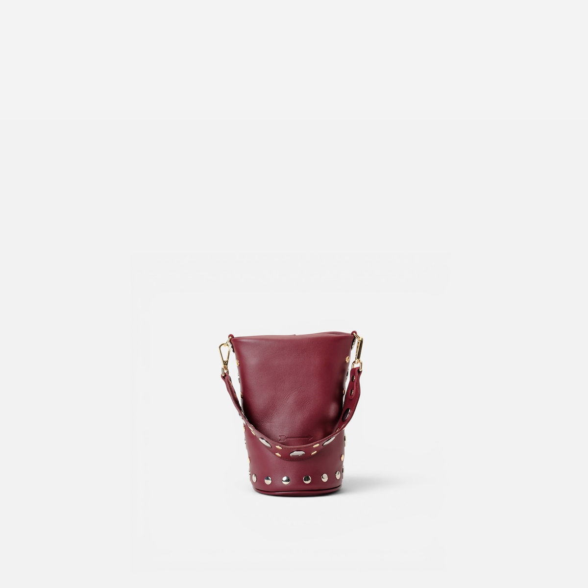 Otra vista: bolso pequeño con tachuelas Candy Disco color burdeos, de Mercules