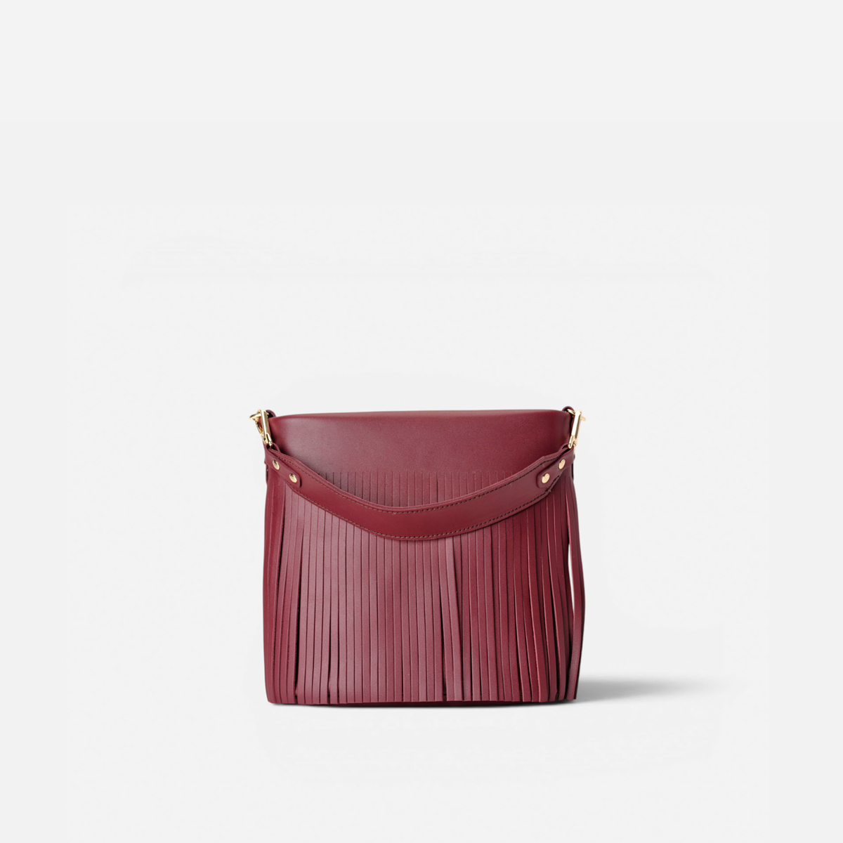 Bolso de piel con flecos Tango flecos color burdeos, de Mercules