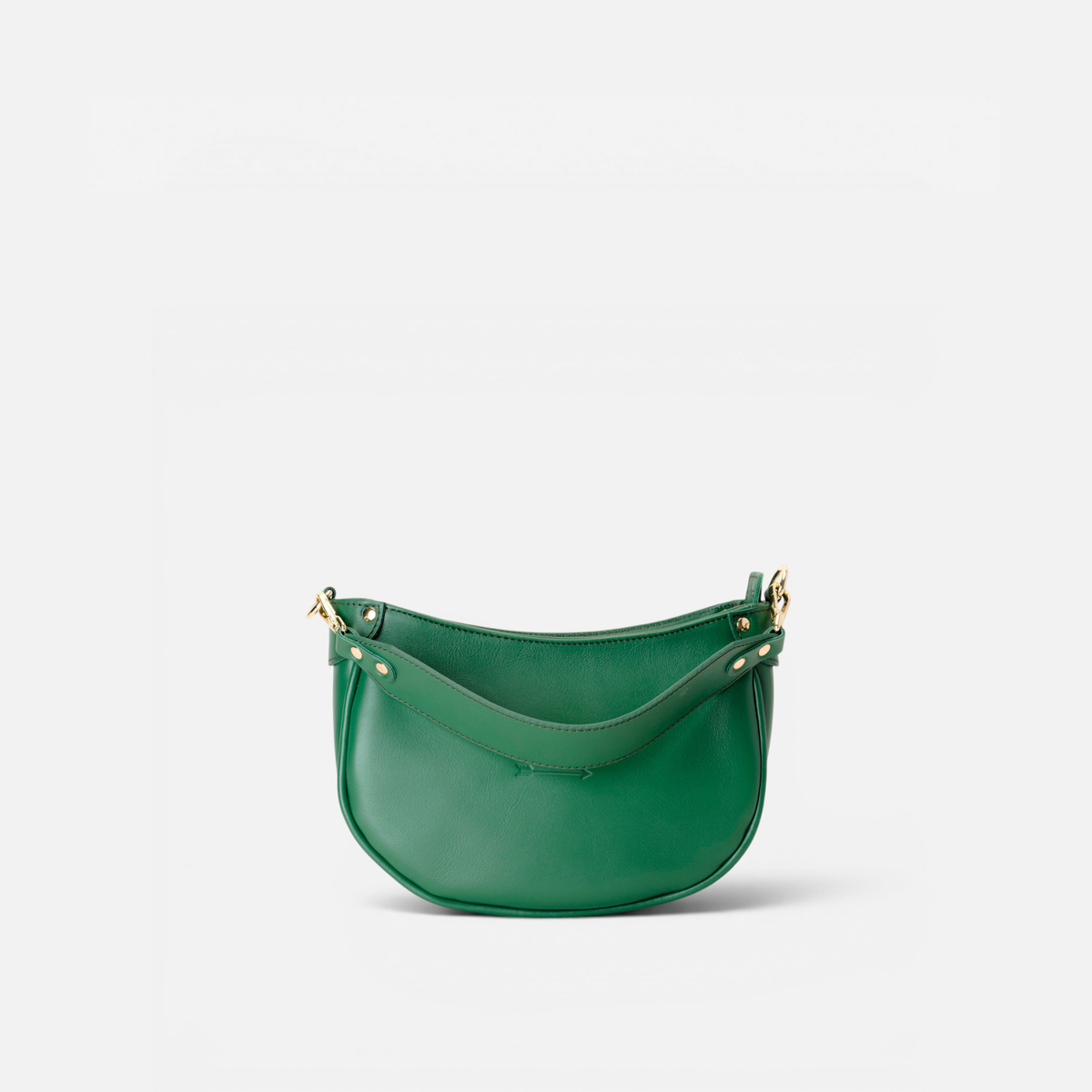 Otra vista: bolso media luna de piel Coney color verde, de Mercules