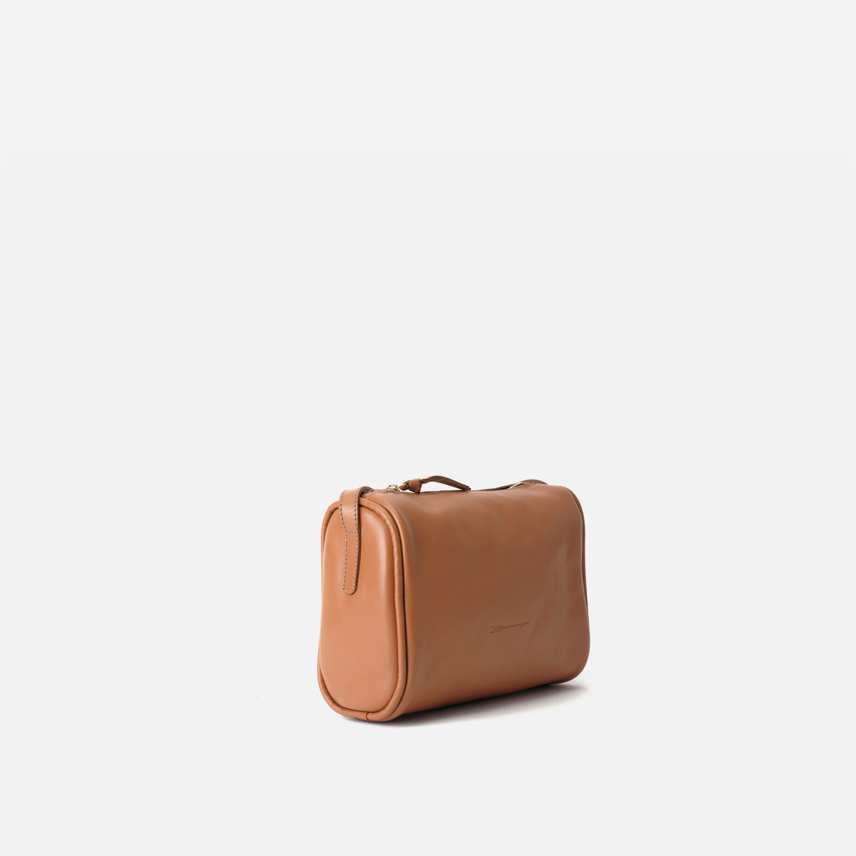 Otra vista: bolso cilíndrico de piel Parker color coñac, de Mercules
