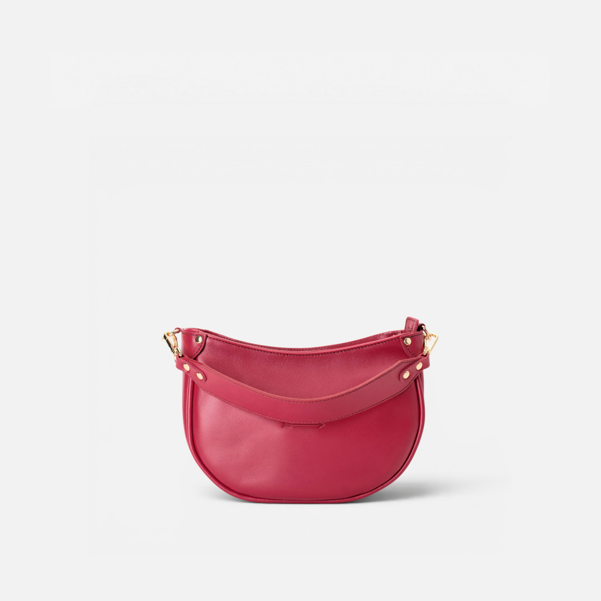 Otra vista: bolso media luna de piel Coney color rojo lipstick, de Mercules