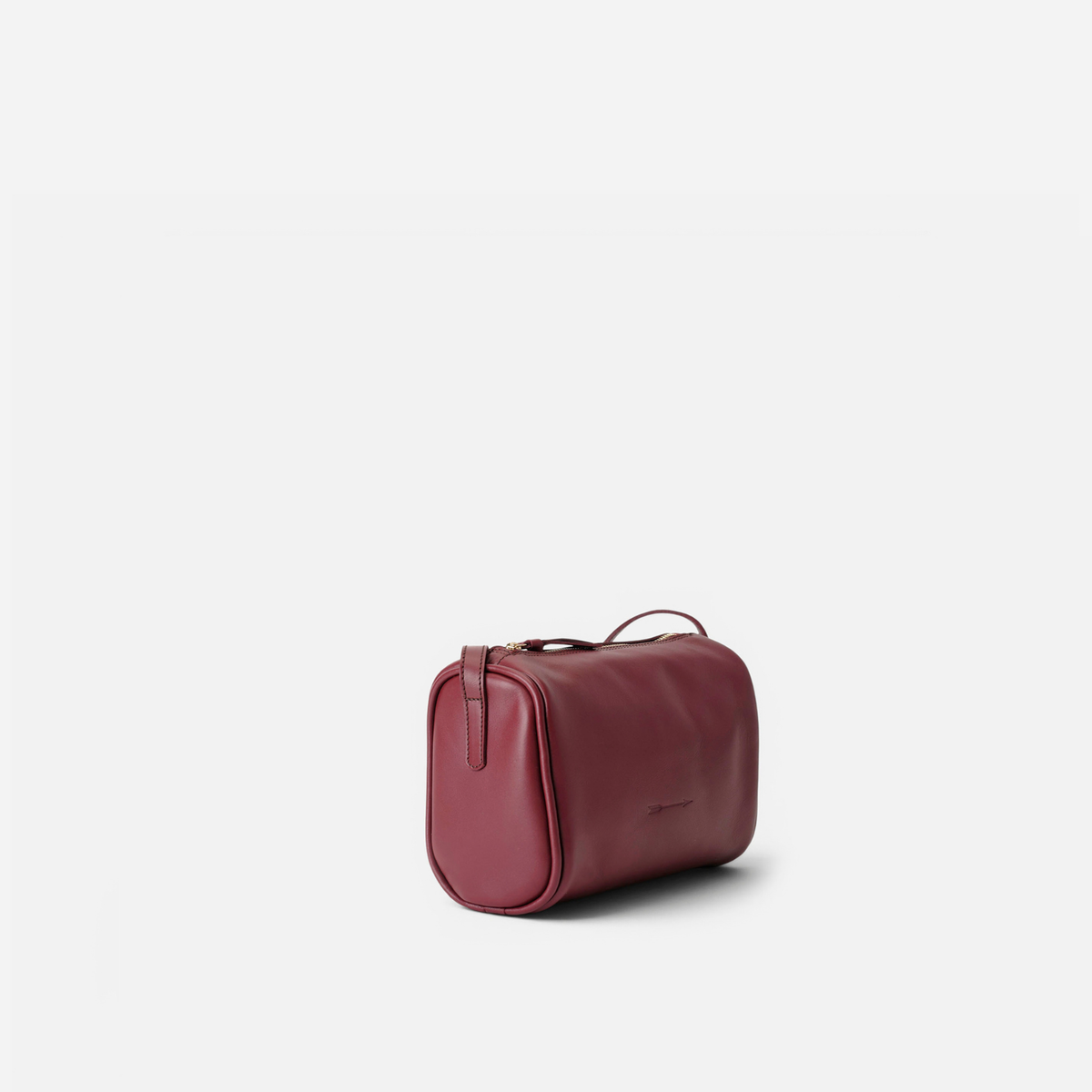 Otra vista: bolso cilíndrico de piel Parker color burdeos, de Mercules