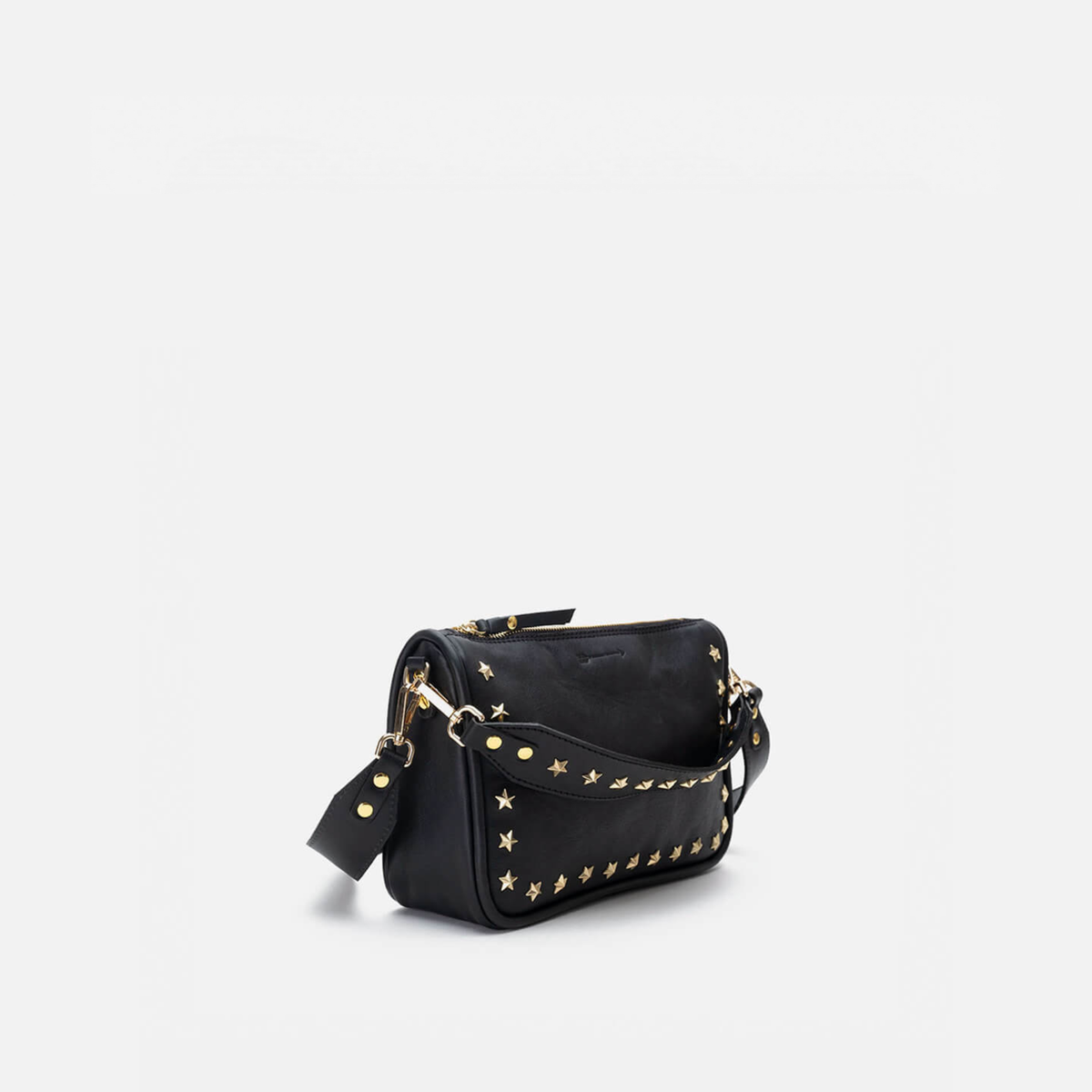 Otra vista: bolso de piel con estrellas Sandy stars color negro, de Mercules