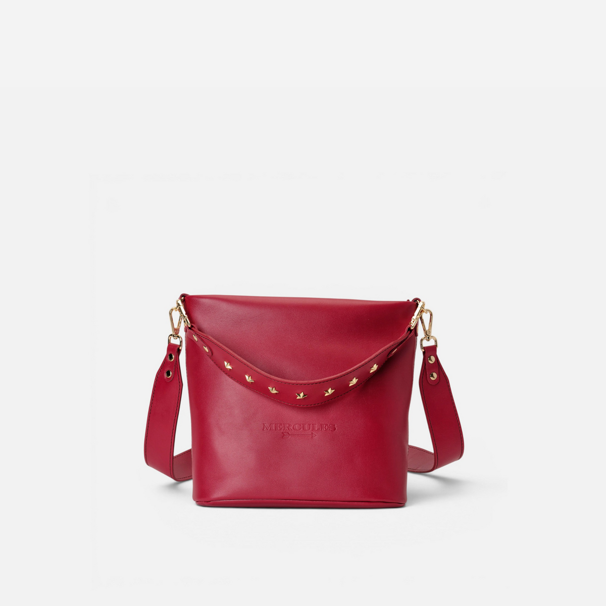 Otra vista: bolso de piel asa estrellas Tango color rojo lipstick, de Mercules