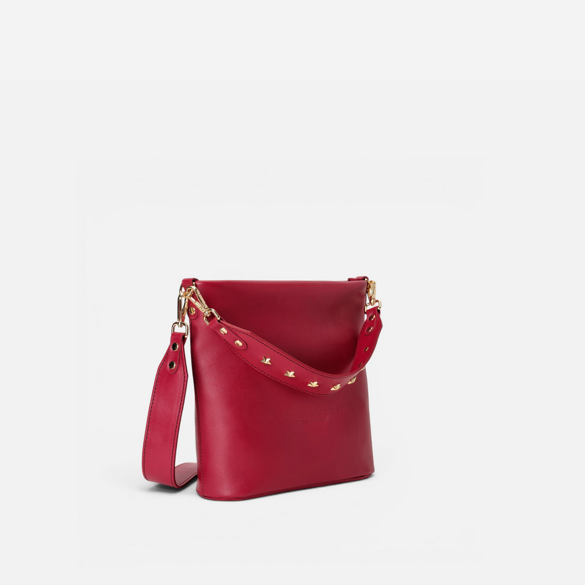 Otra vista: bolso de piel asa estrellas Tango color rojo lipstick, de Mercules