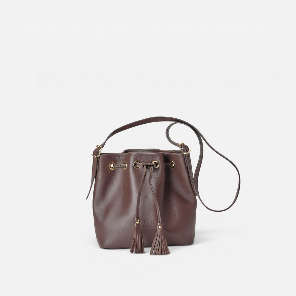 Bolso bombonera de piel Pampa color marrón testa, de Mercules