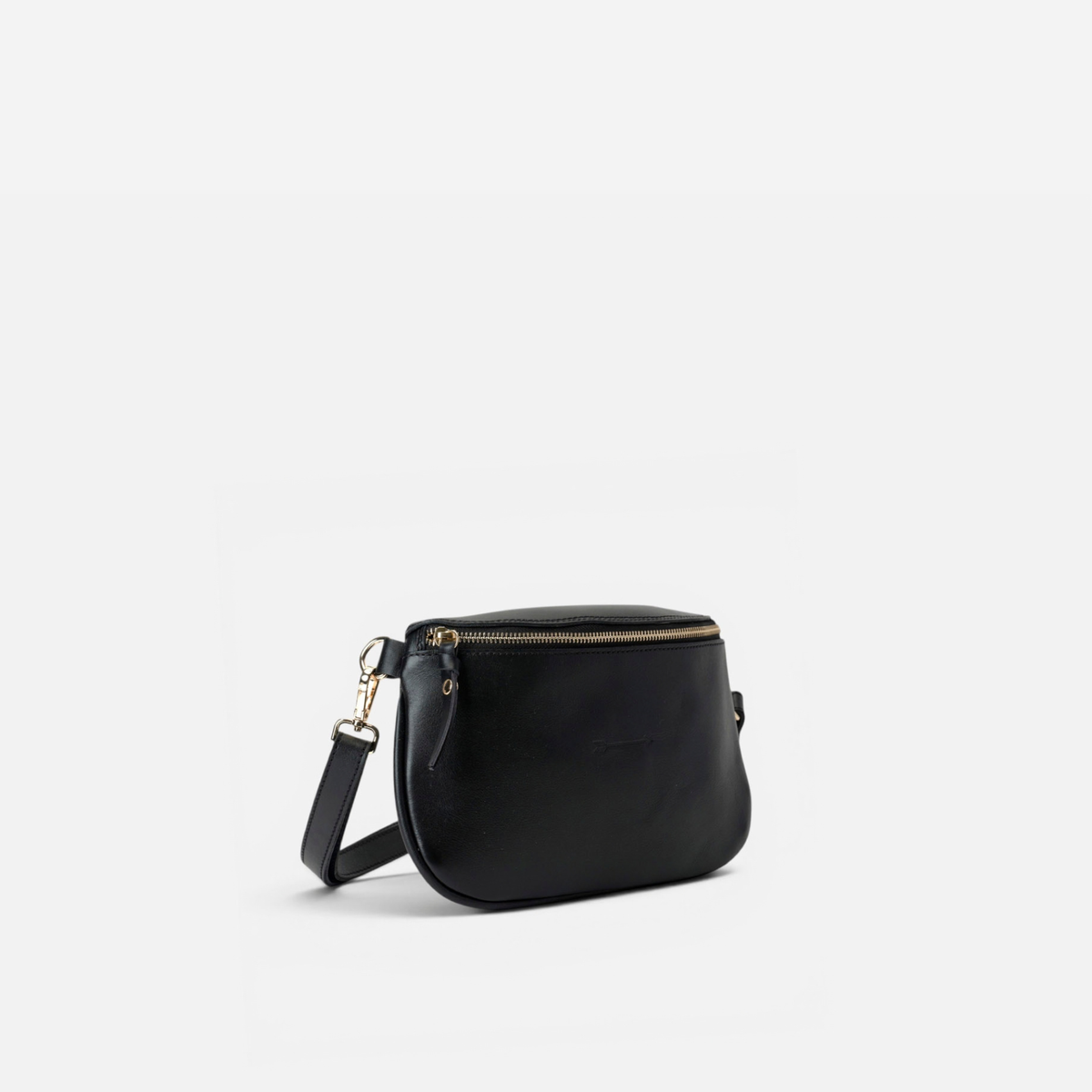 Otra vista: riñonera de piel Bum Bag color negro, de Mercules