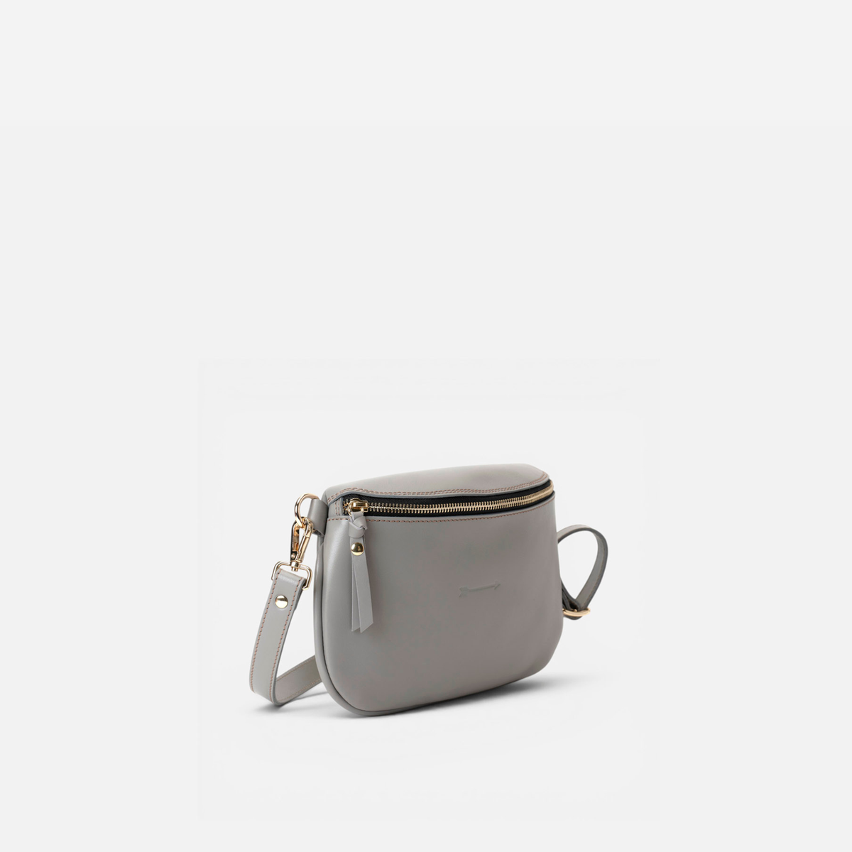 Otra vista: riñonera de piel Bum bag color gris, de Mercules